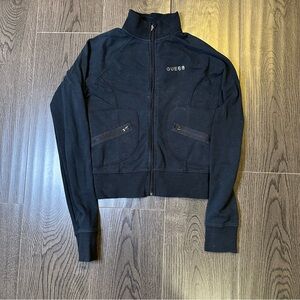 Vintage GUESS Made in Canada Black Zip Jacket / Track Sweatshirt XS Womens